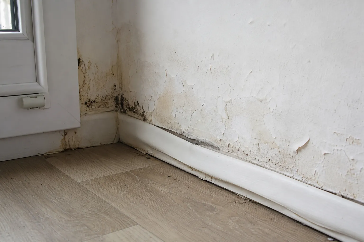 Traces d'humidité en bas de mur analysées lors d'une expertise avant achat à Épinay-sur-Orge