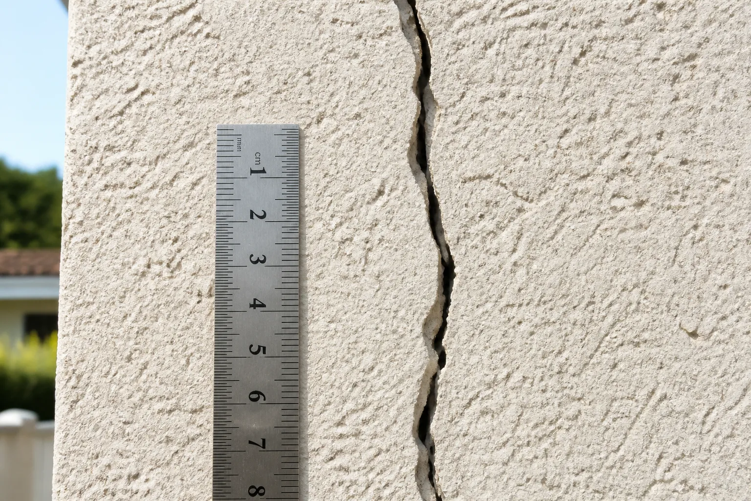 Fissure verticale mesurée sur la façade d’une maison à Saint-Germain-lès-Arpajon