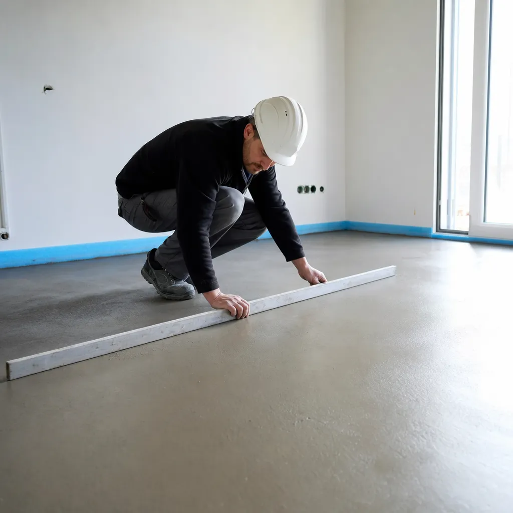 Chape et planéité du sol contrôlées avant carrelage lors d'une visite CCMI en Essonne